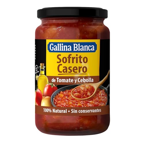 GALLINA BLANCA Sofrito Casero de Tomate y Cebolla 100% Natural | Elaborado con Tomates en su Justo Grado de Maduración, Cebollas Frescas y Aceite de Oliva Virgen Extra. Sin Conservantes - 350g