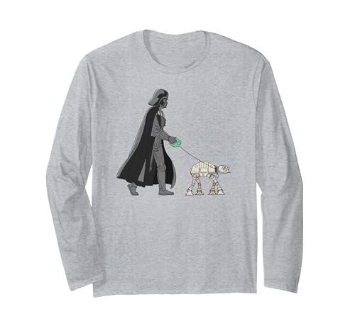 Star Wars Darth Vader The Dog Walker Meme Long Sleeve T-Shirt, Adult Unisex, Heather Grey, Small