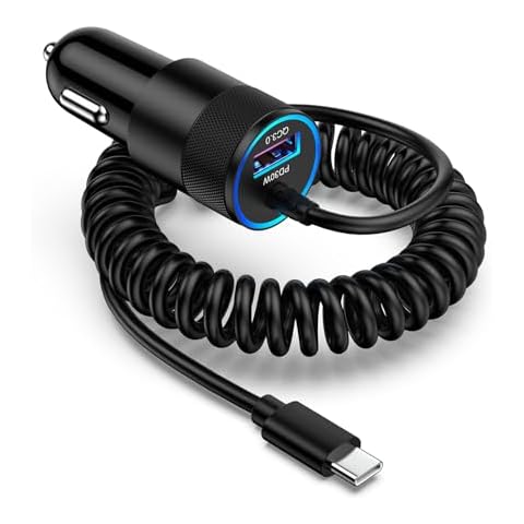 Type C Fast Car Charger for Galaxy S24 FE/S24/S24 Ultra/S23 FE/S23/S23 Ultra/A15/A55/A35/A54/A14/A13 5G,Pixel 9 8 Pro,iPhone 16,QC3.0 18W Car Phone Charger Adapter PD30W USB C Coiled Cable 3FT Cover