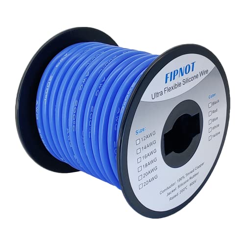 FIPNOT 8 AWG Wire 8 Gauge Silicone Wire - 25ft Blue Spool, Extra Flexible 8AWG Stranded Tinned Copper Wire Welding Cable 200℃ 600V - Automotive, Battery, Solar, Marine