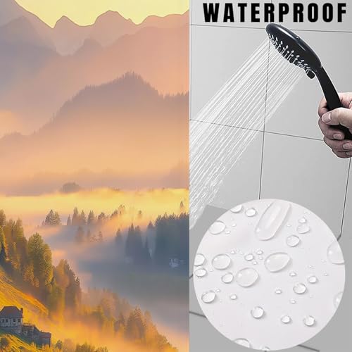 Rideau de douche tissu polyester lavable 180x200 imperméable avec ourlet lesté et crochets