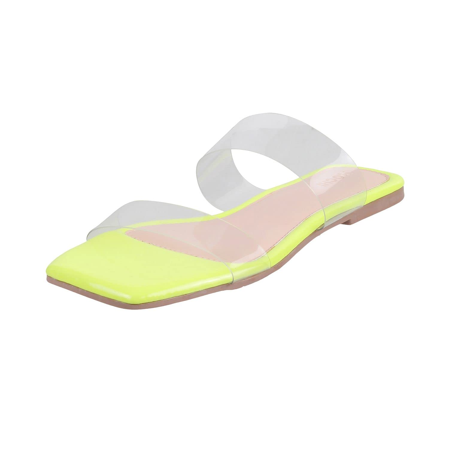 mochi Women Yellow Upper Transparent Slip-on Sandal UK/5 EU/38 (41-4189)-picture-15