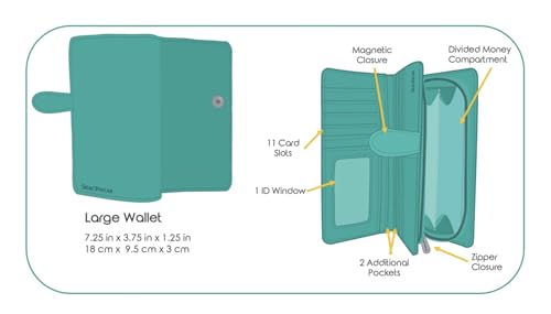 Shag Wear Forest Friends Large Animal Wallet for Women and Teen Girls Deer Own Squirrel Rabbit Fox and More Vegan Faux Leather 7" Red3