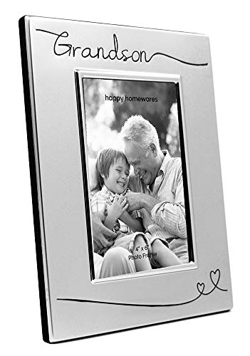 Haysom Interiors Beautiful Two Tone Silver Plated Grandson 4" X 6" Picture Frame With Black Velvet | Unique And Thoughtful Gift Idea #TOP2