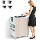 Shally Dogan Mobile Cucina Base 80 x 60 x 85 cm con Piano Cottura a gas 4 Fuochi, Piastre ...