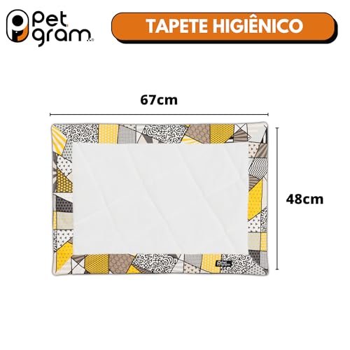 Tapete Higiênico Lavável para Cachorros, Petgram, Gray Mustard Pequeno (67x48) - Superfície 100% alg