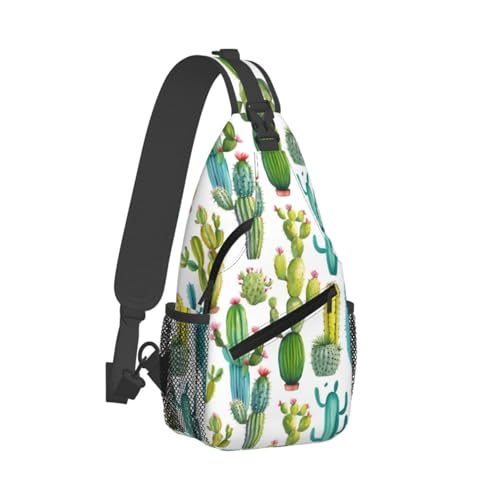 Mochila tipo sling con estampado de cactus negra miniatura 2