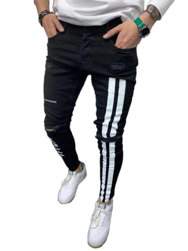 Men's Slim-fit Ripped Biker Jeans Men Distressed Destroyed Tapered Leg Jean Straight Leg Hip hop Moto Jeans