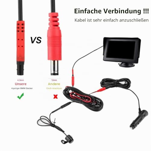 Jansite Rückfahrkamera Auto Set 4.3'' Monitor 12V PKW SUV Pick-up