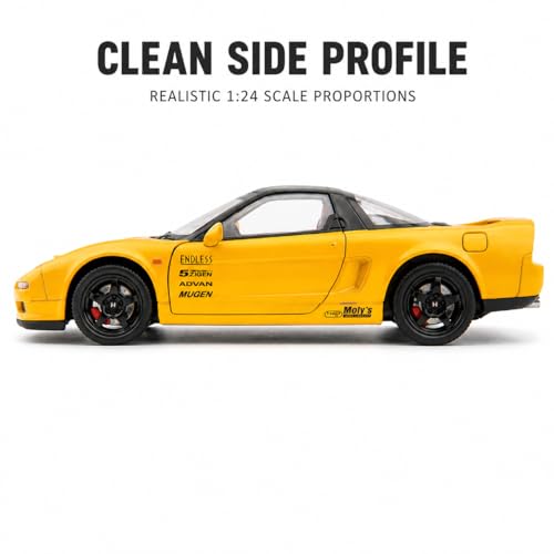 Image of Honda NSX Die-Cast Car Model Yellow - 6 Openable Parts Sound Light Pull-Back Alloy Metal Collectible Sports Car Toy for Kids Collectors