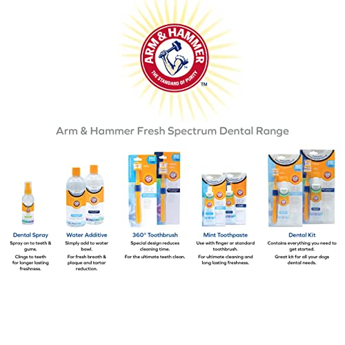 ARM & HAMMER Fresh Spectrum 360° Cepillo de Dientes para cachorros y perros pequeños - Limpia en profundidad toda la superficie de los dientes y elimina la placa y el sarro