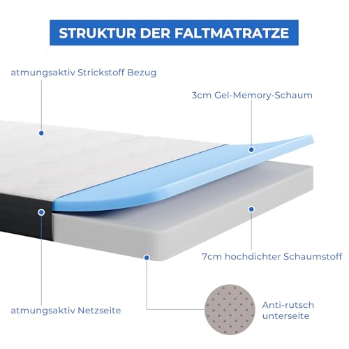 Vesgantti 10cm Faltbare Klappmatratze, 140x200cm Klappmatratze Sessel – Ansicht 4