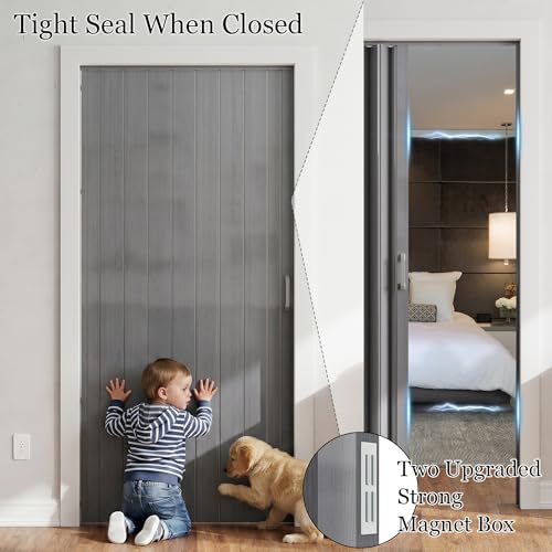 Image of SmartStandard 32 inch x 80 inch Accordion Doors Interior, Double Walled, Grey