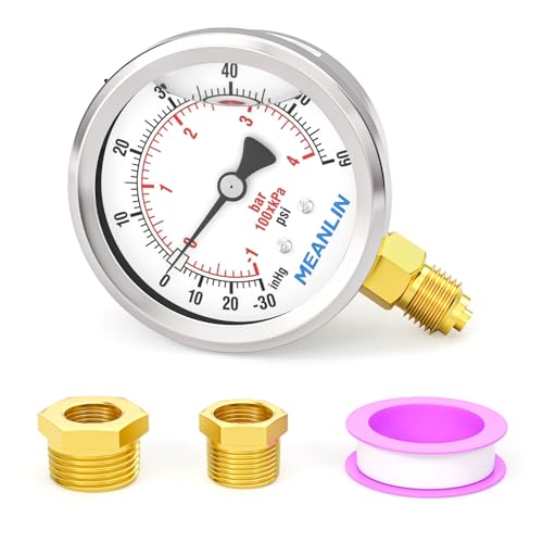 Manomètre sous vide anti vibration avec cadran acier inoxydable MEANLIN MEASURE