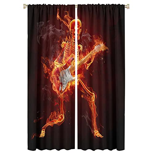 Guitars Music Curtain,Punk Rocker Cool Guitars Music Fiery Series...