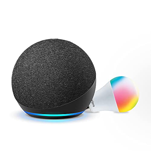 Amazon Echo (4th Gen, Black) Smart Home combo with Wipro 9W LED s...