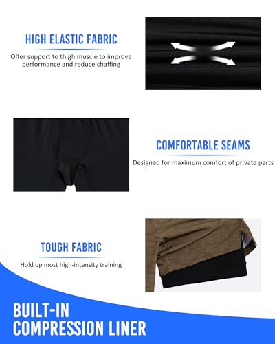 Image of maamgic Mens 5 inch Gym Running Shorts for Men 2 in 1 Quick Dry Workout Athletic Shorts