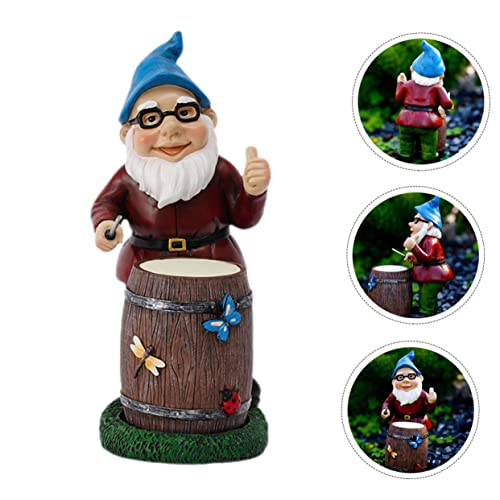 Happyyami Zwergenornamente Ornamente Für Den Außenbereich Solarbetriebene Lichter Außenfiguren Lustige Gartenskulpturen Beleuchtete Gnomenstatue GNOME-Gartenlichter – Bild 4