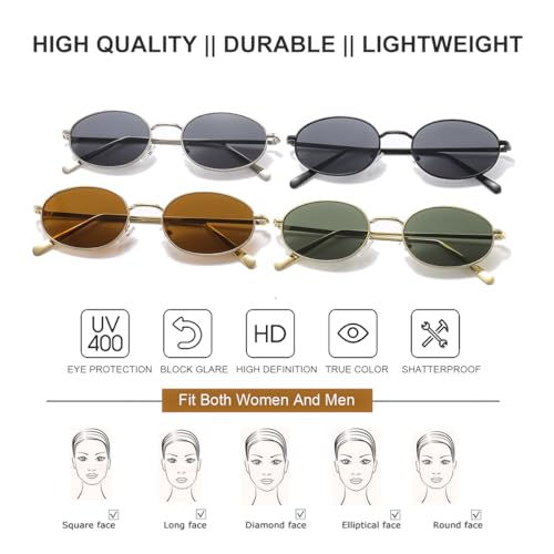 Vintage Oval Frame Sunglasses Women Men Trendy Metal Narrow Small Retro Unisex Sun Glasses Non Polarized4