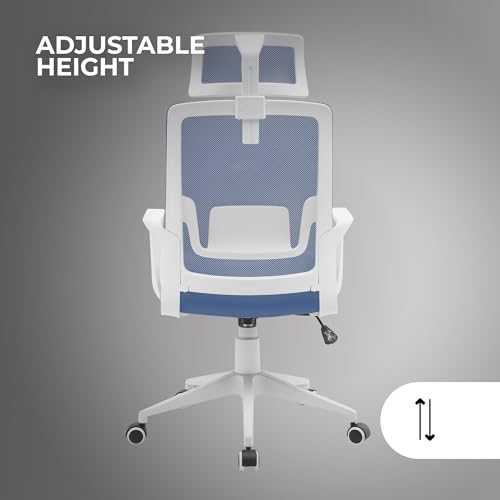 MGC-ERGOLITE, Sedia Gaming Ergonomica, Schienale Mesh Traspirante, Poggiatesta e Supporto Lombare Aggiustabili, Altezza Regolabile e Sedile Cuscinoso, Pistone Gas Classe 3, Acciaio, Blu - Sedia gaming - Immagine 4