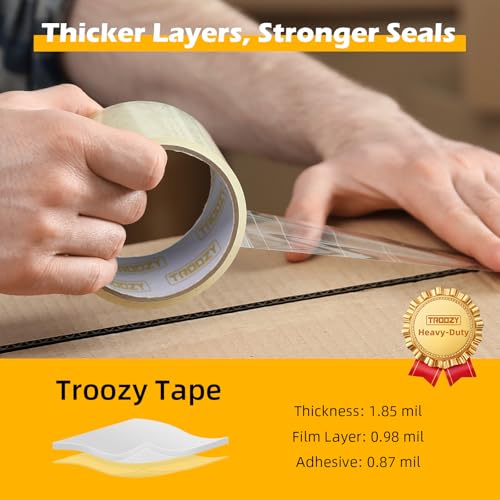 TROOZY Clear Heavy Duty Packing Tape Rifills for Packing Shipping Moving and Storage, 1.85 mil Thick, 1.88 in x 60 yd, 36 Rolls, Total 2160 yd by TROOZY - Image 5