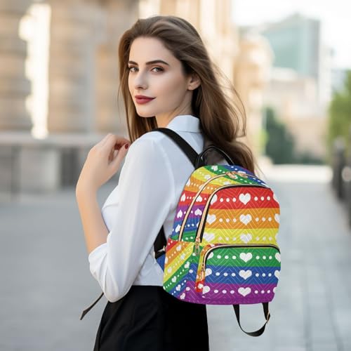 Image of LGBTQ Rainbow Pride Quilted Backpack Purse for Women Fashion Backpack S | Shoulder Bag Travel Casual Daypack