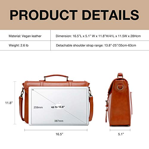 Ecosusi Womens Briefcase Leather Messenger Laptop Work Bag For Women Fit 15.6" Laptop #TOP4