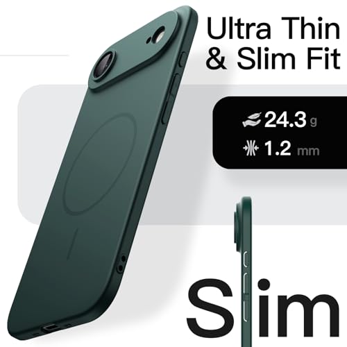 Image of JETech Magnetic Slim Case for iPhone Air, Compatible with MagSafe, Ultra-Thin Lightweight Minimalist Phone Cover and Full Camera Lens Protection, 6.5-Inch Display (Midnight Green)
