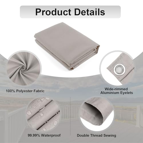 AXT SHADE Osłona Balkonowa 90x500cm Ochrona przed Wiatrem Nieprzejrzysta osłona Balkonu PES 170g/m² Ochrona przed Wiatrem i Promieniowaniem UV z oczkami i opaskami Kablowymi-Taupe