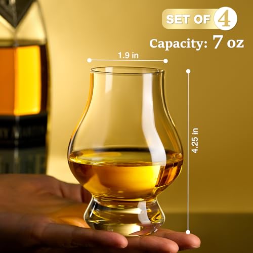 Conjunto de 4 copos de uísque, copos de tequila, copos escoceses, copos de bourbon, copos de degusta