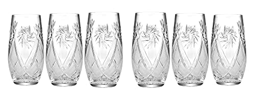 SET of 6 Russian CUT Crystal Drinking Glasses 300ml 10oz by Belarus