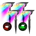 Consciot Solar Spot Lights Outdoor, 16 LEDs IP67 Waterproof Color Changing Solar Outdoor Lights, 8 Colors, Auto On/Off, 2-in-1 Adjustable Wall Lights for Garden Yard Pathway, 4 Pack(RGB)