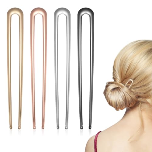 Tyqour 5.9inch Large Metal French Hair Pins for Women U Shaped Hair Pins French Pins for Fine Hair Vintage Hairpin French Pins Hair for Hair Styling Accessories, 4 Pcs