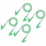 MECCANIXITY 4pcs 6.6ft Alligator Clip Test Leads, 15A Dual Alligator Clips with Wires for Multimeter Jumper Wire Industry Car Battery, Green