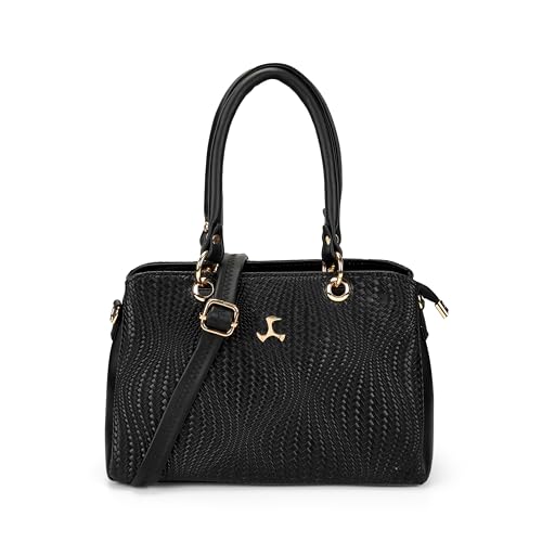 Image of Mochi Women Black Casual PVC Soft Body Zipper closure Solid Satchels with 1 Pocket and 3 compartments
