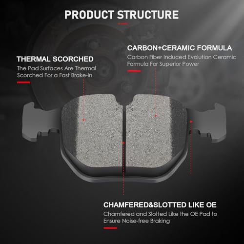 Image of CCIYU D681 D683 Front & Rear Ceramic Disc Brake Pads Kit - 8PCS For BMW 740i, 740iL, M5, X5
