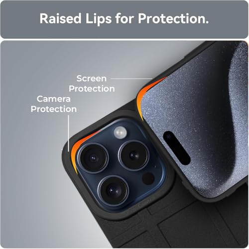 Image of Amazon Brand - Solimo Shockproof Back Case Cover for Apple iPhone 15 Pro | 360 Degree Protection | Slim Protective Case | Anti-Scratch Tough TPU Case for Apple iPhone 15 Pro (Black)