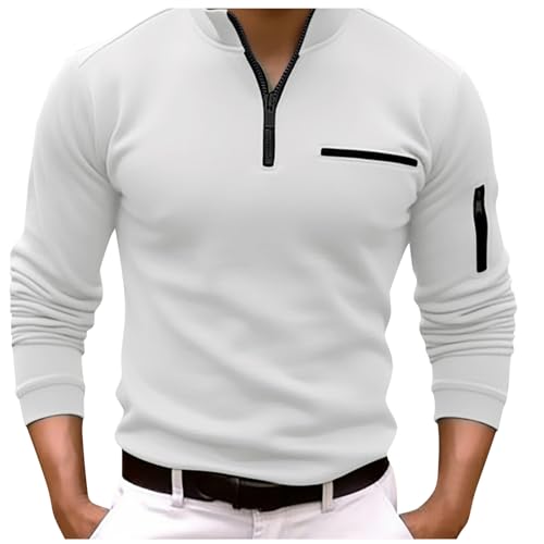 Pull en Polaires 1/4 Zip Golf Hommes Hiver Chaud, Sweat...