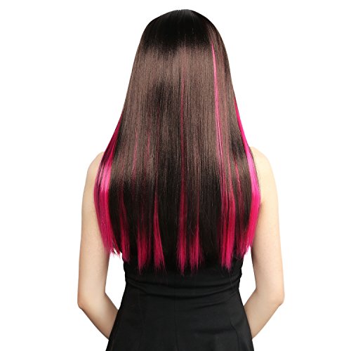 Neitsi® 10pcs 18inch Colored Highlight Synthetic Clip on in Hair Extensions #F09 Rose