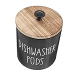 TIDTALEO Dishwasher Pod Holder and Laundry Scent Beads Container Round Wood Storage Box with Lid Laundry Tablet Dispenser for Kitchen and Organization Random Style