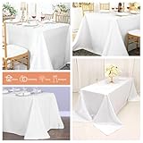 Pesonlook 1 Pack White Polyester Tablecloth, 90 x 132 Inch Rectangle Table Cloth Bulk Washable Polyester Fabric Tablecloths Table Cover for Wedding Party Banquet Buffet Table Holiday Dinner - Image 7