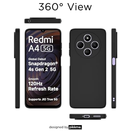 Image of Outlouders Back Cover for Redmi A4 5G / Redmi 14C 5G / Poco C75 5G | Camera Protection | Durable Soft Matte Silicone Bumper Case (Black)