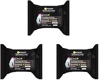 Garnier SkinActive Clean+ Charcoal Oil-Free Makeup Remover Wipes, 25 Count, 3 Pack