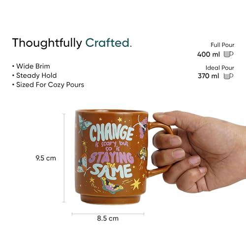 Image of Shay Ceramic Mug, 2 Pc, Self Love & Change, 300ml | Glossy Finish | Ceramic Coffee Cup | Porcelain | Microwave Safe (Rise Mug - 2Pc - Self Love + Change)
