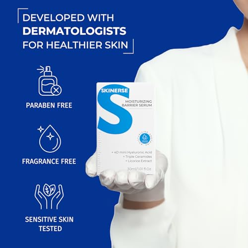 SKINERSE Moisturizing Barrier Serum, 4D Hyaluronic Acid Serum for Face with Vitamin B5 and Ceramides, Anti-Aging Hydrating, Plump and Repair Dry Skin, Daily Skin Care Treatment 1oz — view 6