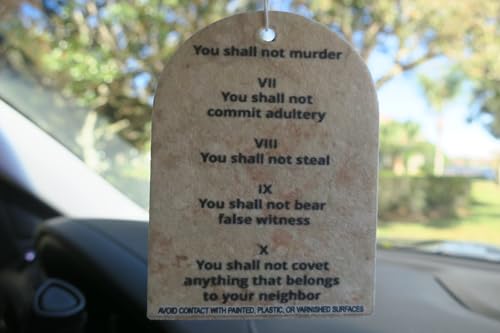 Image of A-Z Bible Products Christian Car Air Fresheners - 3 Pack Hanging Auto Accessories with Ten Commandments - Fresh Air Scent - Faith-Based Scripture Car Decor and Inspirational Christian Gift