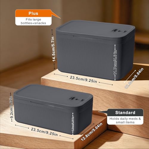 Image of Small Medication Lock Box with Combination Code, Lockable Storage Box for Pills /Snacks /First Aid Kits, Phone /Personal Items, Secure Container for Home /Fridge /Office /Travel- Reusable (Gray)