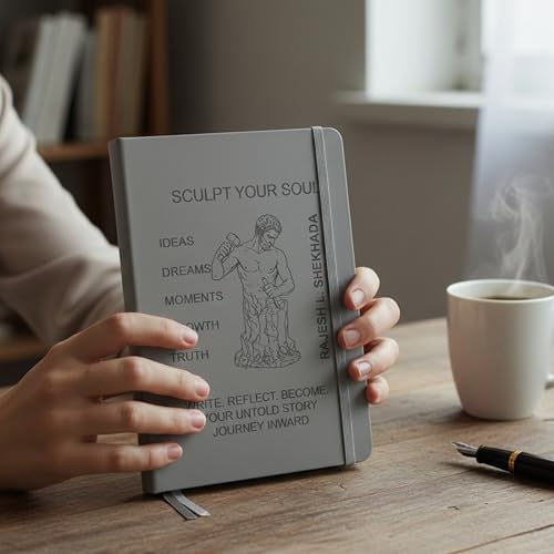 Image of Personalized Journal - Custom Name Hardcover Diary for Men & Women, Premium Paper, Durable Grey Finish (Grey-Sculpt-Custom)