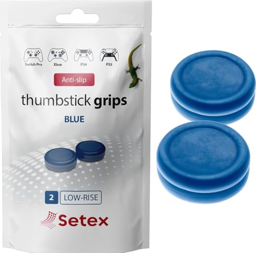 Setex Thumbstick Grip Cover – Antypoślizgowe Mikroteksturowane Nakładki Na Joystick Do PlayStation PS5, PS4, Xbox One, Switch Pro, Steam Deck – (1 Para) Niebieskie – Tylko Nakładki Na Grip
