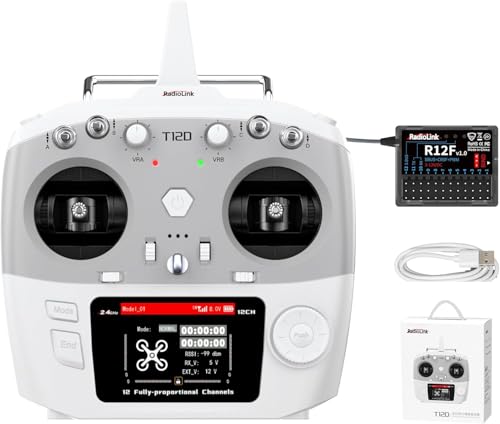 Xiangtat Radiolink T12D ELRS 12 Channels RC Transmitter and R12F Receiver, Long-Range Module Support, 2.4GHz Remote Radio Controller for RC Airplane, Drone, Car, Boat and More (Mode 2)